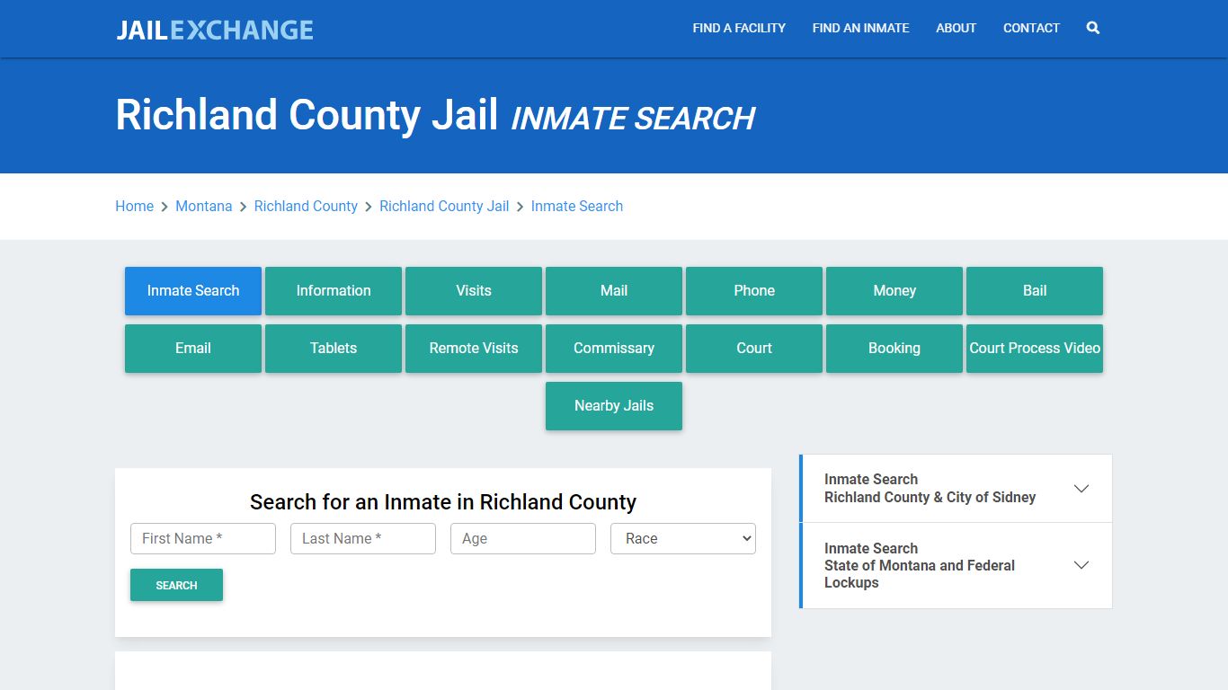 Richland County Jail, MT Inmate Search: Roster & Mugshots