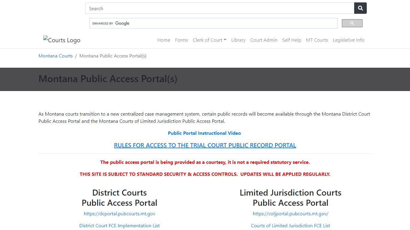 Montana Public Access Portal(s)